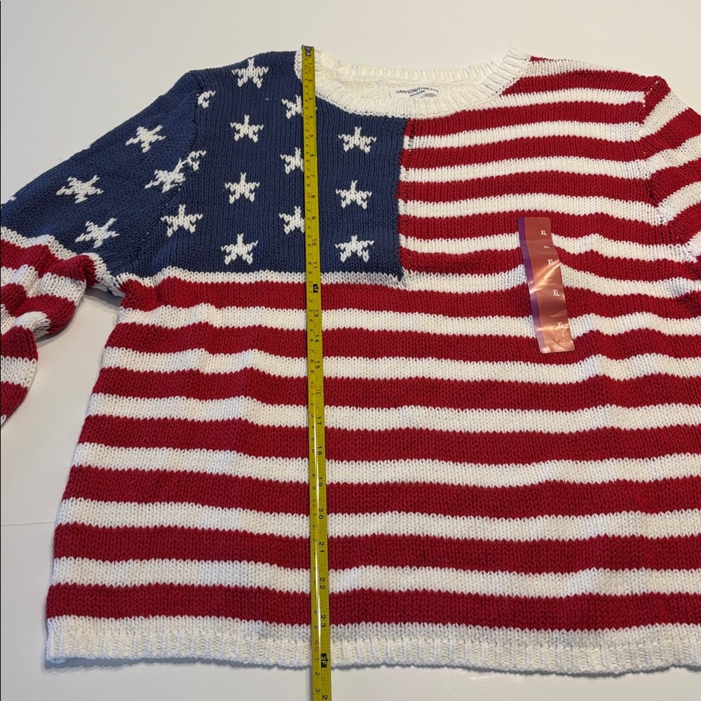 Grayson Threads American Flag Long Sleeve Lightweight Knit Sweater - Picture 14 of 15